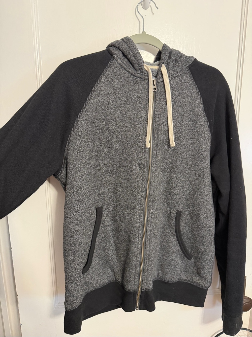 Sonoma Men's Gray and Black Sherpa-Lined Full-Zip Hoodie